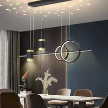 Load image into Gallery viewer, Black Gold Body Linear LED Chandelier Light Hanging Lamp Modern Pendant Lamp Height Adjustable