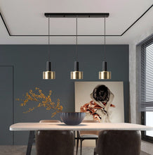 Load image into Gallery viewer, Modern E27 Pendant Light 3-Bulb Black Gold Pendant Metal Industrial Design Height Adjustable
