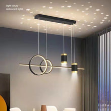 Load image into Gallery viewer, Black Gold Body Linear LED Chandelier Light Hanging Lamp Modern Pendant Lamp Height Adjustable