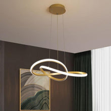 Load image into Gallery viewer, Hanging Lamp LED Pendant Light Creative Round Ring Modern Chandelier 55 cm Black/Gold