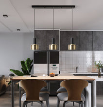 Load image into Gallery viewer, Modern E27 Pendant Light 3-Bulb Black Gold Pendant Metal Industrial Design Height Adjustable