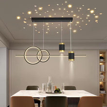 Load image into Gallery viewer, Black Gold Body Linear LED Chandelier Light Hanging Lamp Modern Pendant Lamp Height Adjustable