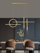 Load image into Gallery viewer, Light LED Pendant Light Height Adjustable Chandelier for Bedroom Kitchen Black/Gold 100 cm