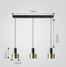 Load image into Gallery viewer, Modern E27 Pendant Light 3-Bulb Black Gold Pendant Metal Industrial Design Height Adjustable