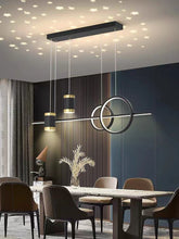 Load image into Gallery viewer, Black Gold Body Linear LED Chandelier Light Hanging Lamp Modern Pendant Lamp Height Adjustable