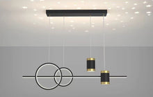 Load image into Gallery viewer, Black Gold Body Linear LED Chandelier Light Hanging Lamp Modern Pendant Lamp Height Adjustable