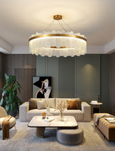 Load image into Gallery viewer, Nordic Gold/ Smoky Gray Crystal Oval Chandelier Pendant Light Ceiling Light 60 cm