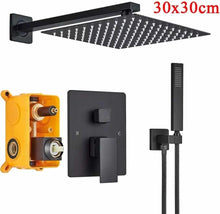 Load image into Gallery viewer, Concealed Rear Wall Matte Black Shower Mixer System Shower Set Wall Mounted