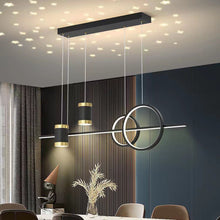 Load image into Gallery viewer, Black Gold Body Linear LED Chandelier Light Hanging Lamp Modern Pendant Lamp Height Adjustable
