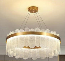 Load image into Gallery viewer, Nordic Gold/ Smoky Gray Crystal Oval Chandelier Pendant Light Ceiling Light 60 cm