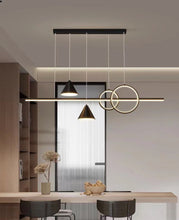 Load image into Gallery viewer, Modern Minimalist Pendant Light Metallic Black Linear LED Pendant Lighting Contemporary Ceiling Chandelier Adjustable Hanging