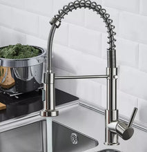 Load image into Gallery viewer, Kitchen Tap Brushed Nickel Sink Faucet Single Handle Single Hole Pull Down Mixer Tap