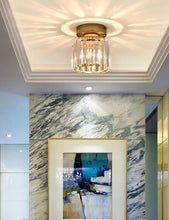 Load image into Gallery viewer, LED Ceiling Lights Semi Flush Pendant Light Glass Lampshade Golden/Black Round