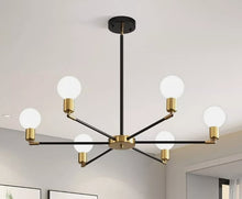Load image into Gallery viewer, Ceiling Light 6 Heads E27 Metal Industrial Chandelier 54cm Black and Gold