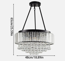 Load image into Gallery viewer, Crystal Chandelier Modern Ceiling Light Fixture Lamp Black Metal E14 Semi Flush Mount