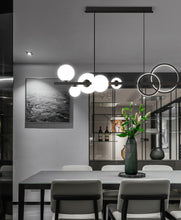 Load image into Gallery viewer, LED Dining Table Chandelier Height-Adjustable Black Ceiling Light