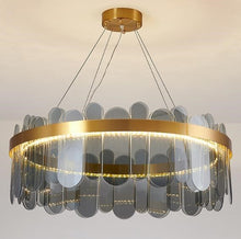 Load image into Gallery viewer, Nordic Gold/ Smoky Gray Crystal Oval Chandelier Pendant Light Ceiling Light 60 cm
