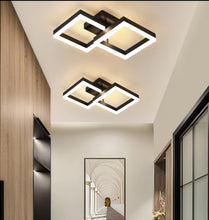 Load image into Gallery viewer, Modern LED Flush Mount Ceiling Light Black Square 3 Color Lights 24W Chandelier