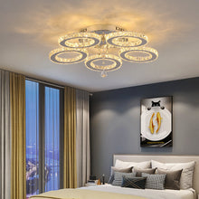 Load image into Gallery viewer, Crystal Silver Chandelier LED Ceiling Light Modern Warm White 5 Rings