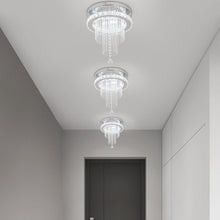Load image into Gallery viewer, LED Crystal Chandelier Ceiling Light Silver Pendant Light 3 Color Lights 30cm