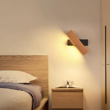 Load image into Gallery viewer, Wall Sconce LED Rotatable Wood Bedside Wall Mount Lamp Black/White Warm White