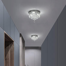 Load image into Gallery viewer, LED Crystal Ceiling Lights Mini Silver Chandelier Lamp Cool White 24x25cm