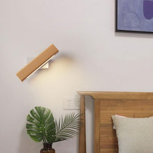 Load image into Gallery viewer, Wall Sconce LED Rotatable Wood Bedside Wall Mount Lamp Black/White Warm White