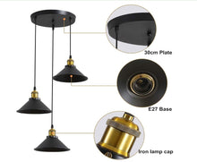 Load image into Gallery viewer, 3-Light Pendant Light Fixtures Hanging Pendant Lighting Ceiling Lamp E27 Base Black