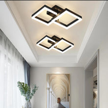 Load image into Gallery viewer, Modern LED Flush Mount Ceiling Light Black Square 3 Color Lights 24W Chandelier