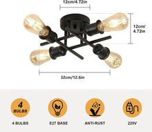 Load image into Gallery viewer, Modern Chandelier Sputnik Industrial 4 Lights E27 Metal Base Retro Black Ceiling Lamp