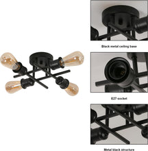 Load image into Gallery viewer, Modern Chandelier Sputnik Industrial 4 Lights E27 Metal Base Retro Black Ceiling Lamp