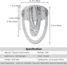 Load image into Gallery viewer, Crystal Silver Ceiling Light LED Ceiling Lamps Chandelier 3 Color Lights 30/40cm