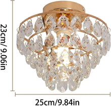 Load image into Gallery viewer, Crystal Ceiling Light Gold/Black Chandelier Pendant Lamp E27