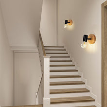 Load image into Gallery viewer, Pack of 2 Indoor Wall Lights Black Wood Retro Lamp E27
