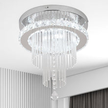 Load image into Gallery viewer, LED Crystal Chandelier Ceiling Light Silver Pendant Light 3 Color Lights 30cm
