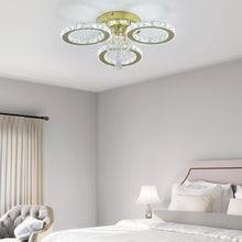 Load image into Gallery viewer, LED Gold Ceiling Light Fixture Crystal Chandelier Dimmable with Remote Control 44cm