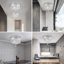Load image into Gallery viewer, LED Crystal Ceiling Lights Mini Silver Chandelier Lamp Cool White 24x25cm