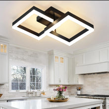 Load image into Gallery viewer, Modern LED Flush Mount Ceiling Light Black Square 3 Color Lights 24W Chandelier