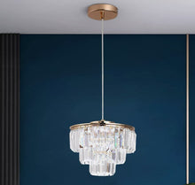 Load image into Gallery viewer, Modern Pendant Light Gold Crystal LED Chandelier 3 Color Lights