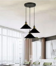 Load image into Gallery viewer, 3-Light Pendant Light Fixtures Hanging Pendant Lighting Ceiling Lamp E27 Base Black
