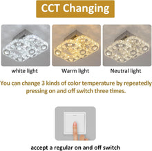 Load image into Gallery viewer, Crystal Square Chandelier LED Ceiling Light Changeable 2-Lights Silver
