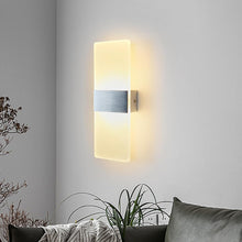 Load image into Gallery viewer, LED Wall Light 6W Rectangular Acrylic LED Wall Lamp Modern Silver 28cm