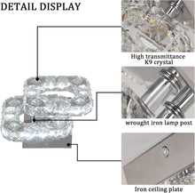 Load image into Gallery viewer, Crystal Square Chandelier LED Ceiling Light Changeable 2-Lights Silver