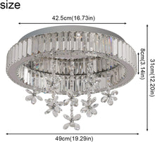 Load image into Gallery viewer, Silver LED Crystal Chandelier Modern Ceiling Lamp Fixtures 49cm 3 Color Lights