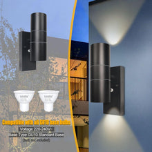 Load image into Gallery viewer, Outdoor Wall Lights Day/Night Sensor GU10 Base Double Up Down Black IP65 Waterproof