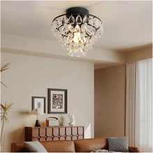 Load image into Gallery viewer, Crystal Ceiling Light Gold/Black Chandelier Pendant Lamp E27