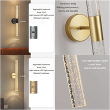 Load image into Gallery viewer, LED Wall Sconce Crystal with Bubble Glass Wall Lamps Modern Indoor Crystal Black/Gold Warm White