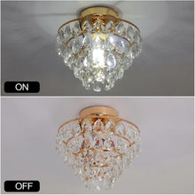 Load image into Gallery viewer, Crystal Ceiling Light Gold/Black Chandelier Pendant Lamp E27
