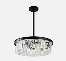 Load image into Gallery viewer, Crystal Pendant Ceiling Light with Black Metal Frame Modern Round Chandelier 55cm