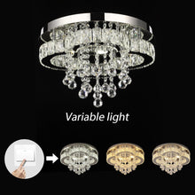 Load image into Gallery viewer, LED Chandelier Ceiling Light Silver Flush Mount 3 Color Lights 40cm